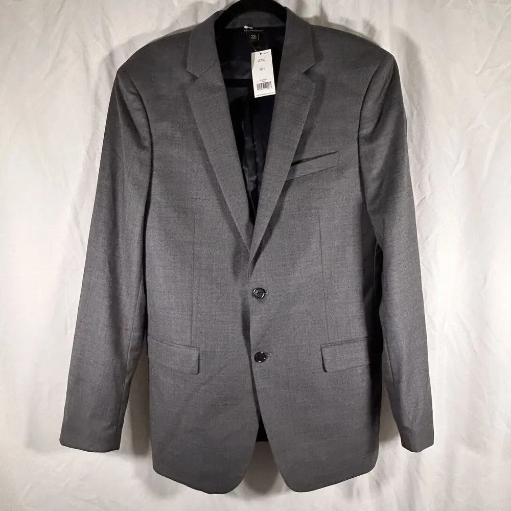 Banana Republic Blazer Men's 40L Grey 2 Button Marzotto Tessuto Wool Blend